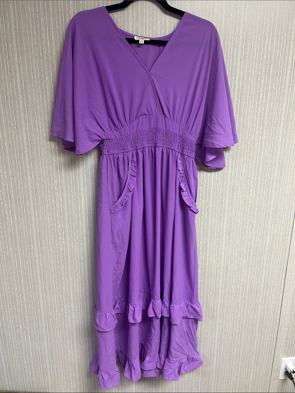 NWOT S Umgee  Purple V-Neck Maxi Dress with Ruffle Hem